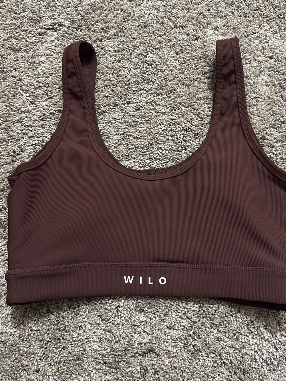 #139 WILO Ribbed Scoop Sports Bra in Deep Brown